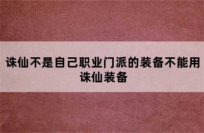 诛仙不是自己职业门派的装备不能用 诛仙装备